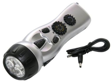Dynamo Flashlight with Am/Fm Radio, Siren, and Cell Phone Charger