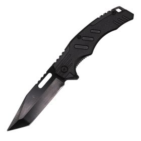Spring Assisted 4.75" Tanto Blade Knife With ABS Handle