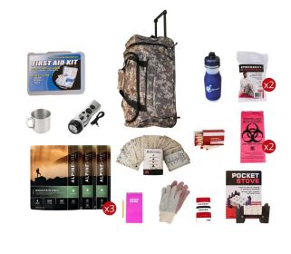 Food Storage Survival Kit, Rolling Bag, Camo