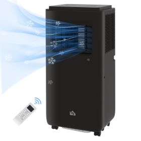 HOMCOM 10000 BTU Portable Air Conditioner, Efficient Cooling for 440 Sq Ft, Dehumidifier, Fan, 24H Timer, Black