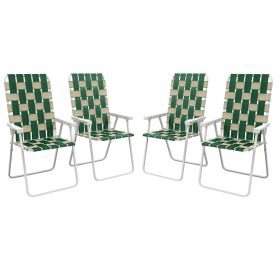 Outsunny Set of 4 Patio Folding Chairs, Classic Outdoor Camping Chairs, Portable Lawn Chairs w/ Armrests, Green