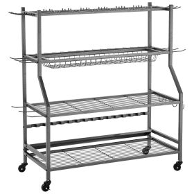 15 Pole Fishing Rod Holder Fishing Rack Cart Organizer with Wheels for Garage