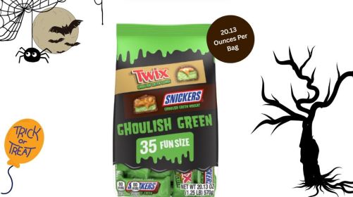 Mars Variety Bag Mixed Chocolate Variety Fun Size Stand Up Pouch Halloween Ghoulish Green 20.13 Ounces Per Bag