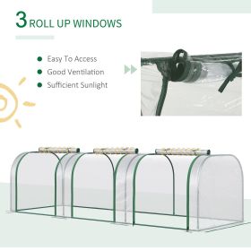 9.7' L x 3' W x 2.5' H Portable Tunneled Greenhouse with 3 Zippered Doors, Water/UV Fighting PVC Cover