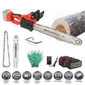 16 Inch Cordless Chainsaw with 850W Brushless Pure Copper Motor - 4500RPM Fast Cutting, Auto Oil Lubrication , Overheating Protection,  Gloves/Go