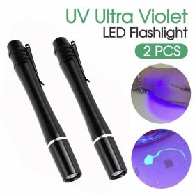 2x UV Pen Light 395nm Black Light Portable Ultra Violet Pocket LED Flashlight Mini Torch Work Light (Option: 2PCS)