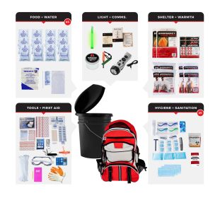 4 Person Comfort Survival Kit (Option: Bucket and Lid)
