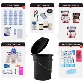 3 Person Essential Survival Kit (Option: Bucket and Lid)