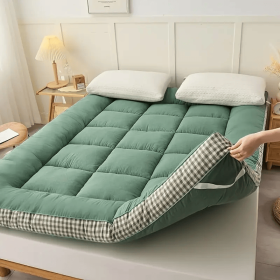 Mattress with checkered three-dimensional edges, 4 colors, King size (Color: Green)
